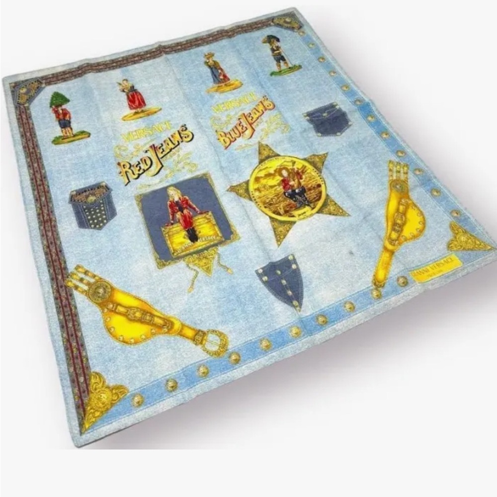 Vintage 90’s Versace Jeans Blue Jeans Promo Fragrance Perfume cotton bandana